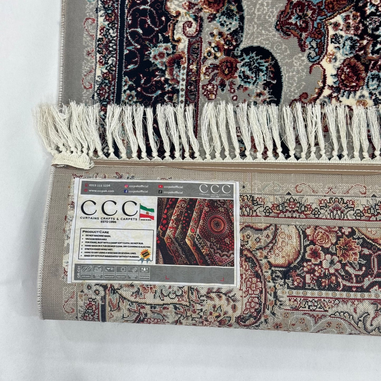 4 ft x 6 ft Persian Acrylic Rug, 700 Reed Floral Medallion Carpet, Machine-Made Iran