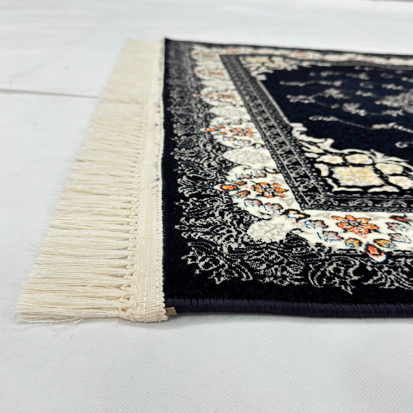 3 ft x 5 ft Dark Navy Persian 1200 Reed Acrylic Rug – Iranian Medallion Carpet