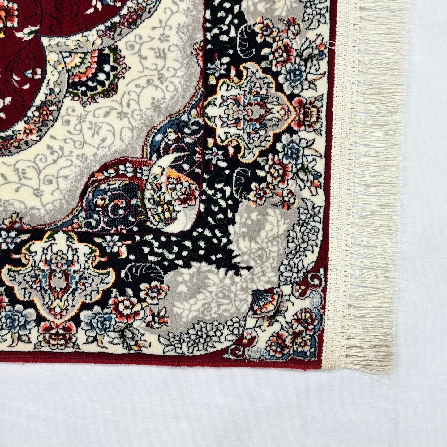 3 ft x 6 ft Burgundy Persian 1200 Reed Acrylic Prayer Rug, Iranian Medallion Carpet