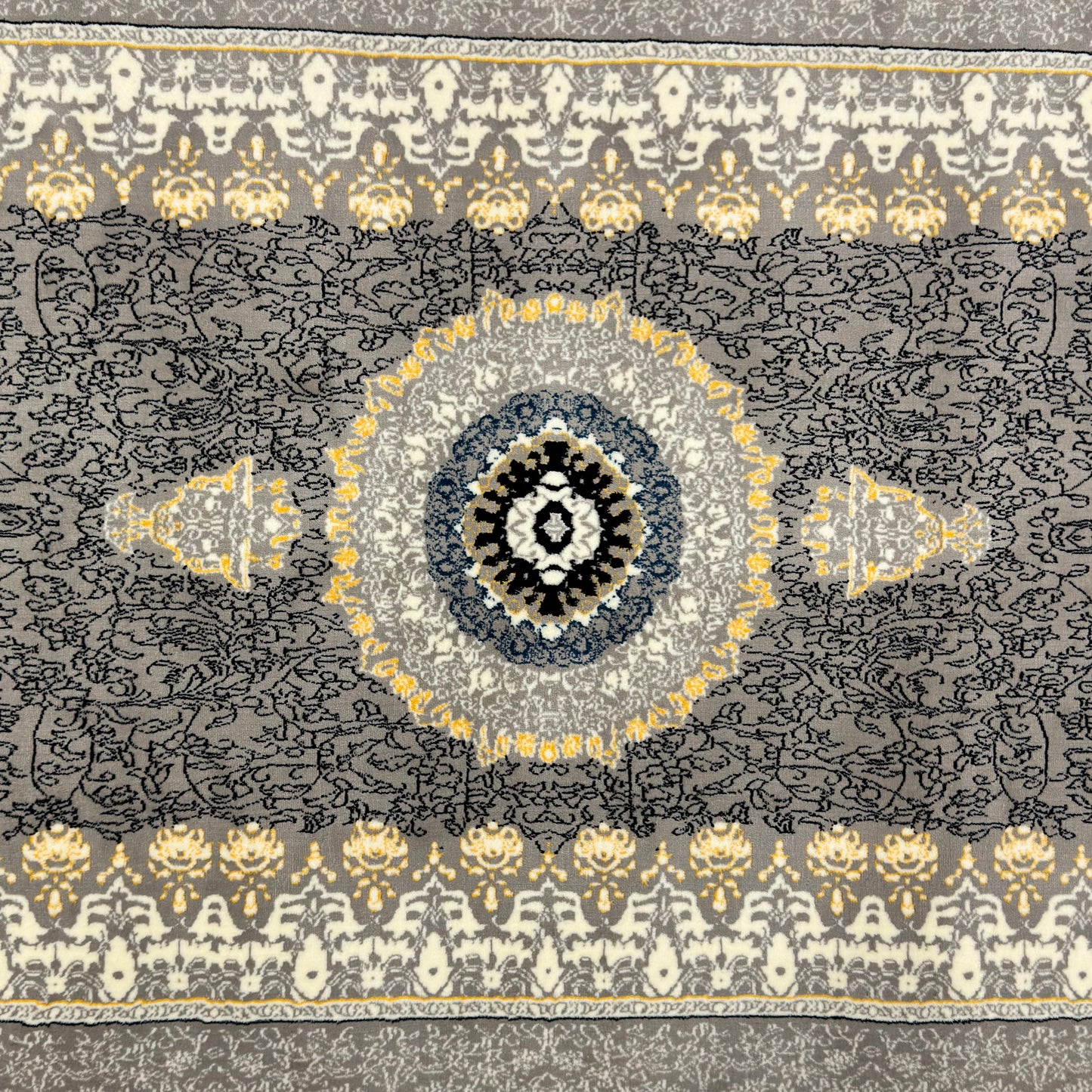 3 ft x 6 ft Grey Persian 1200 Reed Acrylic Rug, Iranian Medallion Carpet