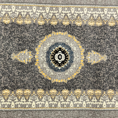 3 ft x 6 ft Grey Persian 1200 Reed Acrylic Rug, Iranian Medallion Carpet