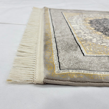 3 ft x 6 ft Grey Persian 1200 Reed Acrylic Rug, Iranian Medallion Carpet