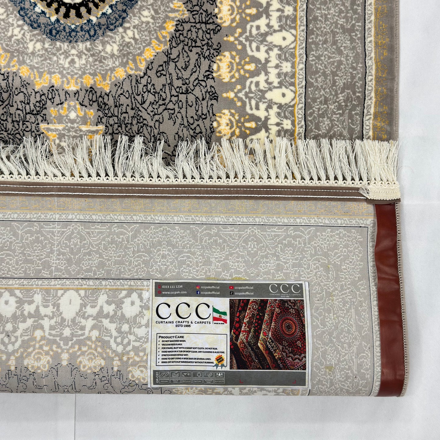 3 ft x 6 ft Grey Persian 1200 Reed Acrylic Rug, Iranian Medallion Carpet