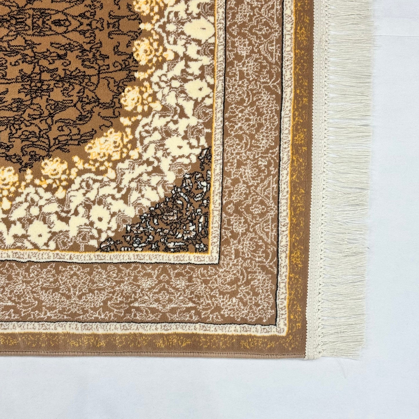 3 ft x 10 ft Persian Brown Acrylic Runner Rug | 1000 Reed Dual Medallion Carpet Iran