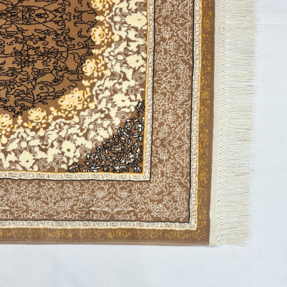 3 ft x 10 ft Persian Brown Acrylic Runner Rug | 1000 Reed Dual Medallion Carpet Iran