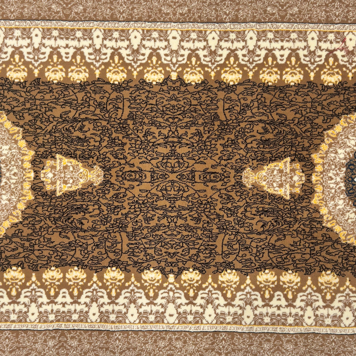 3 ft x 10 ft Persian Brown Acrylic Runner Rug | 1000 Reed Dual Medallion Carpet Iran
