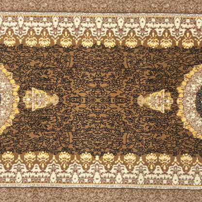 3 ft x 10 ft Persian Brown Acrylic Runner Rug | 1000 Reed Dual Medallion Carpet Iran