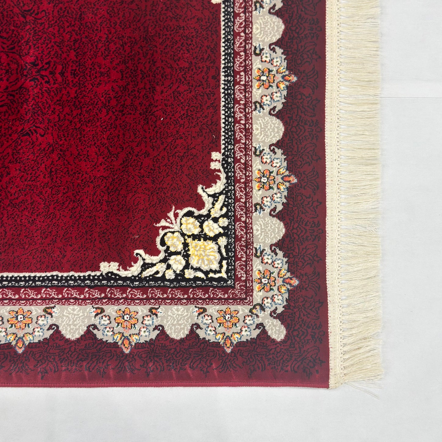 3 ft x 10 ft Persian Crimson Acrylic Runner Rug | 1000 Reed Floral Medallion, Iran
