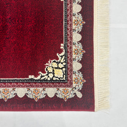 3 ft x 10 ft Persian Crimson Acrylic Runner Rug | 1000 Reed Floral Medallion, Iran