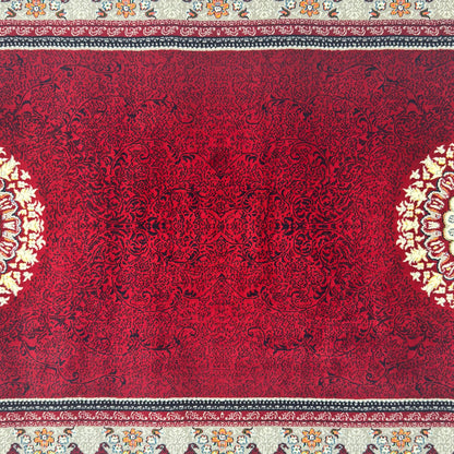 3 ft x 10 ft Persian Crimson Acrylic Runner Rug | 1000 Reed Floral Medallion, Iran