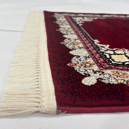 3 ft x 10 ft Persian Crimson Acrylic Runner Rug | 1000 Reed Floral Medallion, Iran