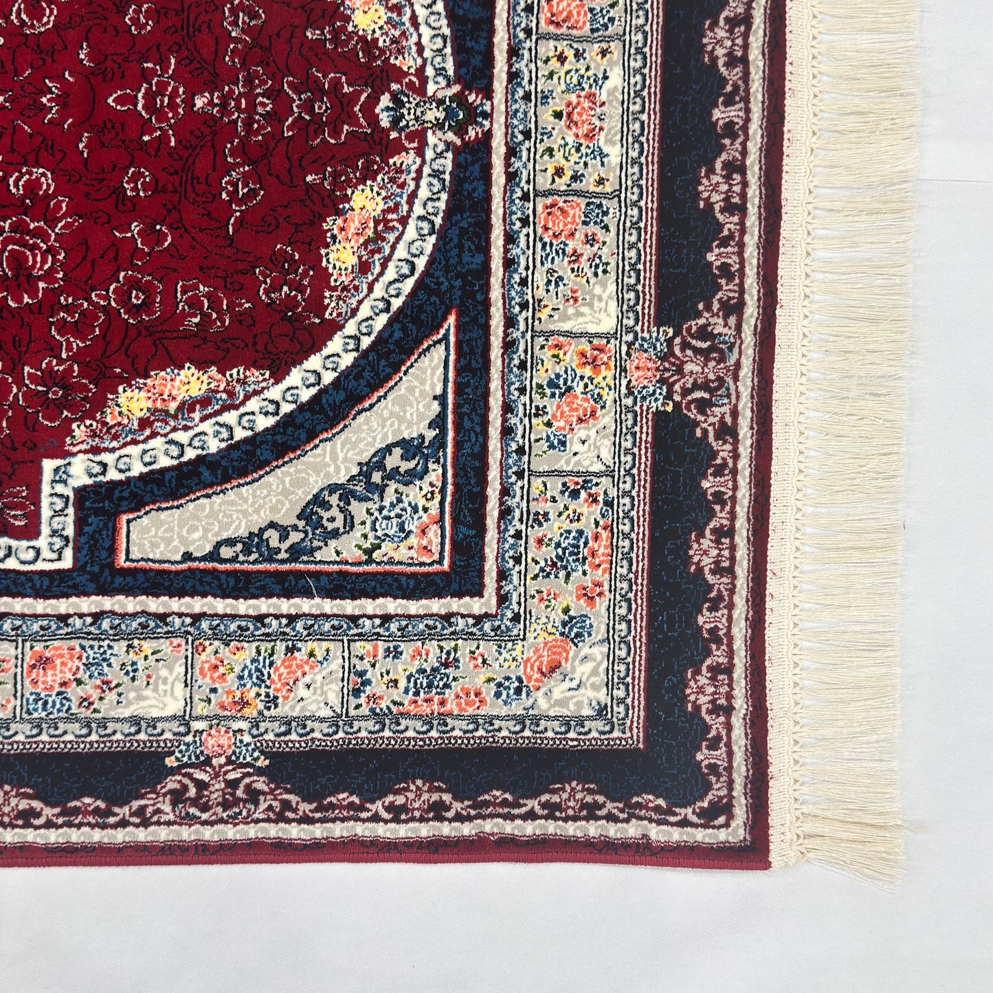 3 ft x 10 ft Persian Crimson Runner Rug | 1000 Reed Triple Medallion Carpet, Iran