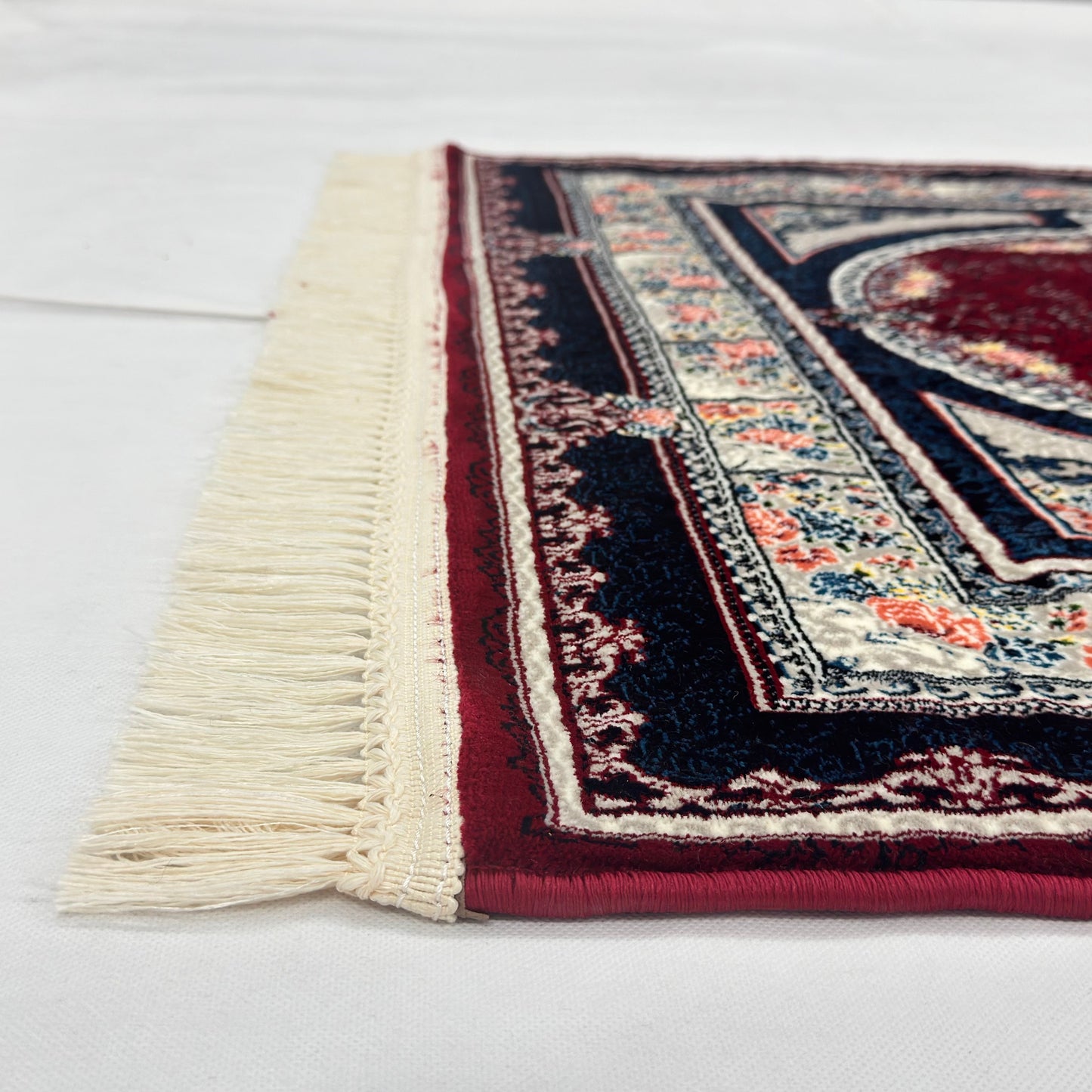 3 ft x 10 ft Persian Crimson Runner Rug | 1000 Reed Triple Medallion Carpet, Iran