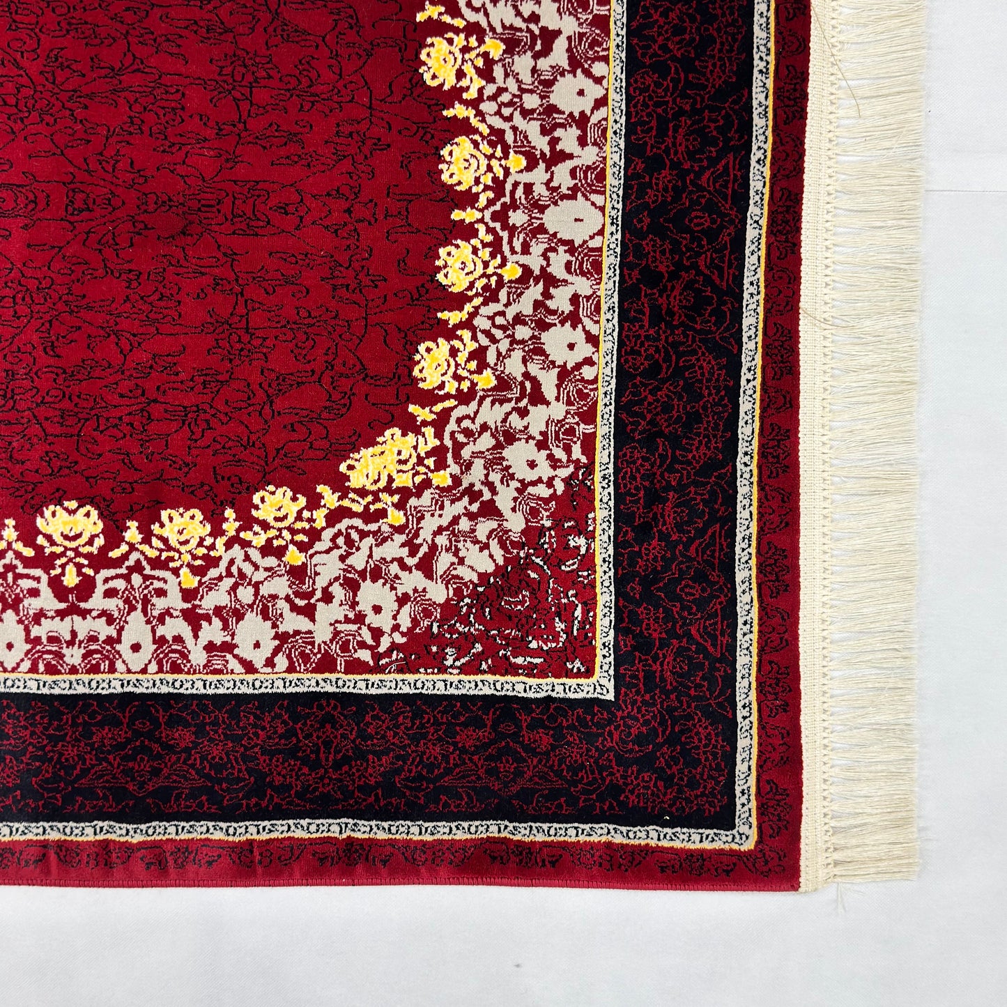3 ft x 10 ft Persian Crimson Acrylic Runner Rug | 1000 Reed Medallion Carpet, Iran