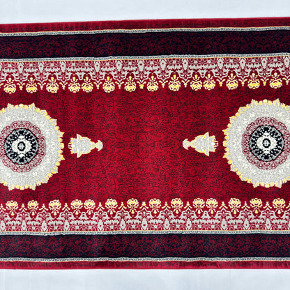 3 ft x 10 ft Persian Crimson Acrylic Runner Rug | 1000 Reed Medallion Carpet, Iran