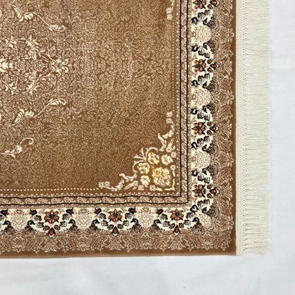 3 ft x 10 ft Persian Golden Acrylic Runner Rug | 1000 Reed Floral Medallion, Iran