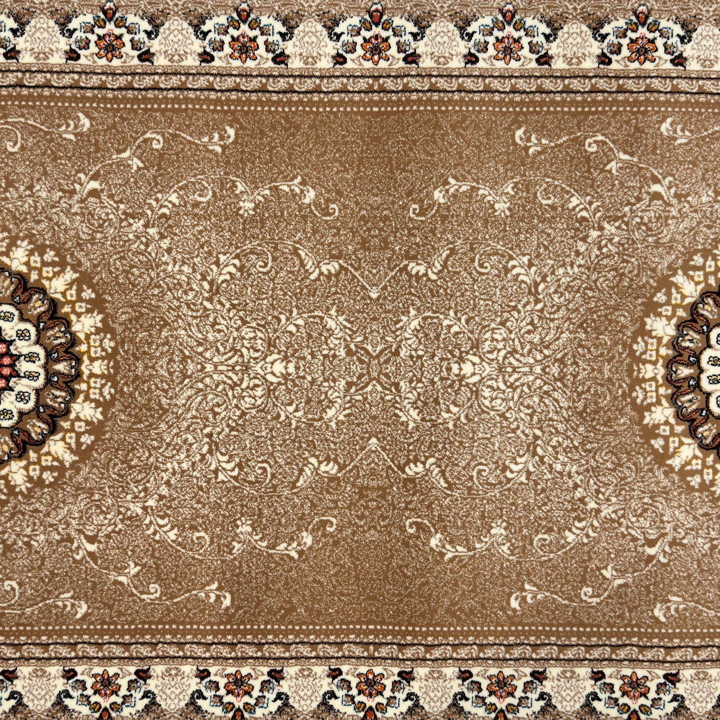 3 ft x 10 ft Persian Golden Acrylic Runner Rug | 1000 Reed Floral Medallion, Iran