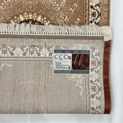 3 ft x 10 ft Persian Golden Acrylic Runner Rug | 1000 Reed Floral Medallion, Iran