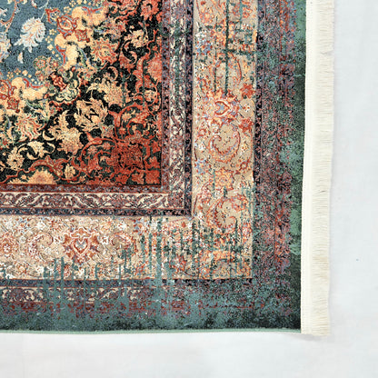 7 ft x 10 ft Blue Persian 1200 Reed Acrylic Rug, Isfahan Medallion Carpet