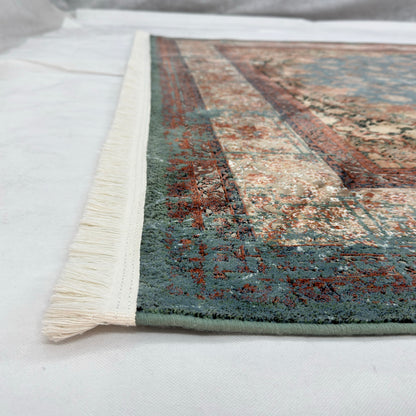 7 ft x 10 ft Blue Persian 1200 Reed Acrylic Rug, Isfahan Medallion Carpet
