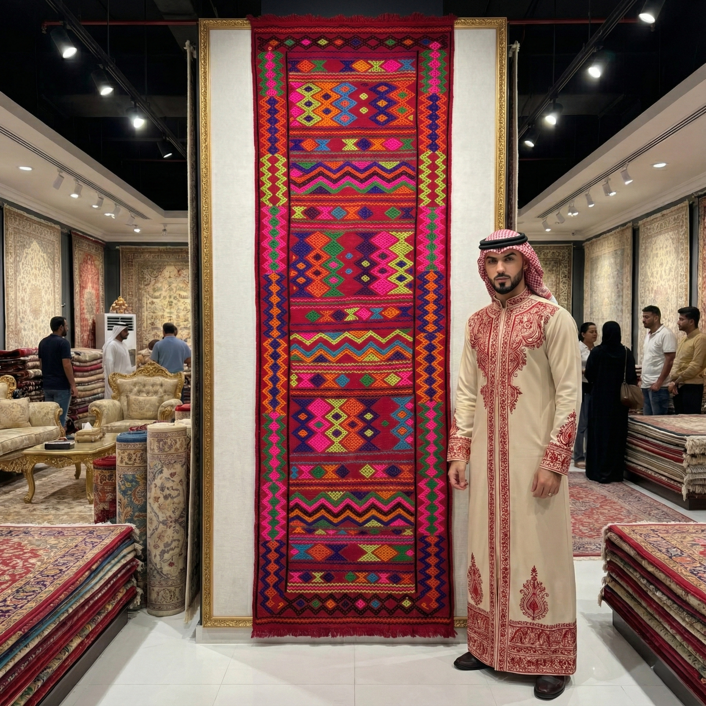 Vibrant Afghani Handmade Kilim Runner Rug - 2.5 ft x 9.5 ft - Colorful Geometric Design, Premium Wool