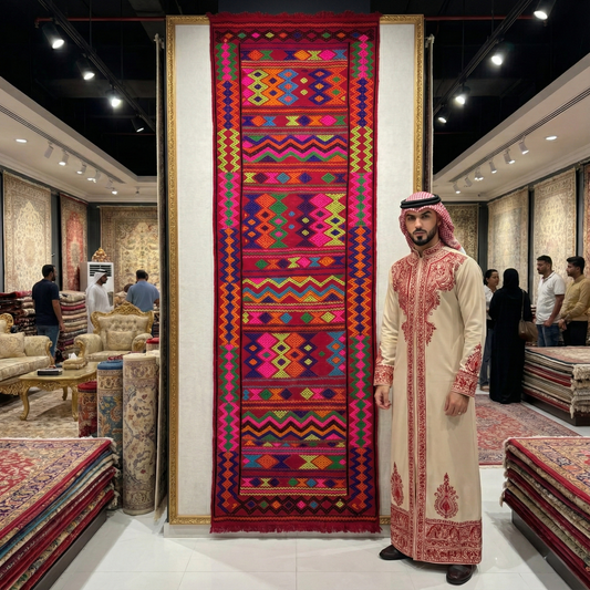 Vibrant Afghani Handmade Kilim Runner Rug - 2.5 ft x 9.5 ft - Colorful Geometric Design, Premium Wool